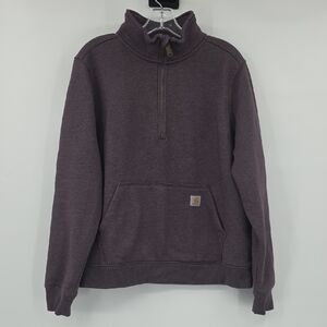 Carhartt Women's Relaxed Fit  Lighweight Dark Purple Zip-Up Sweaters Size XL